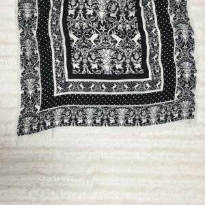 Talbots Rectangular Black & White Christmas Scarf - OS